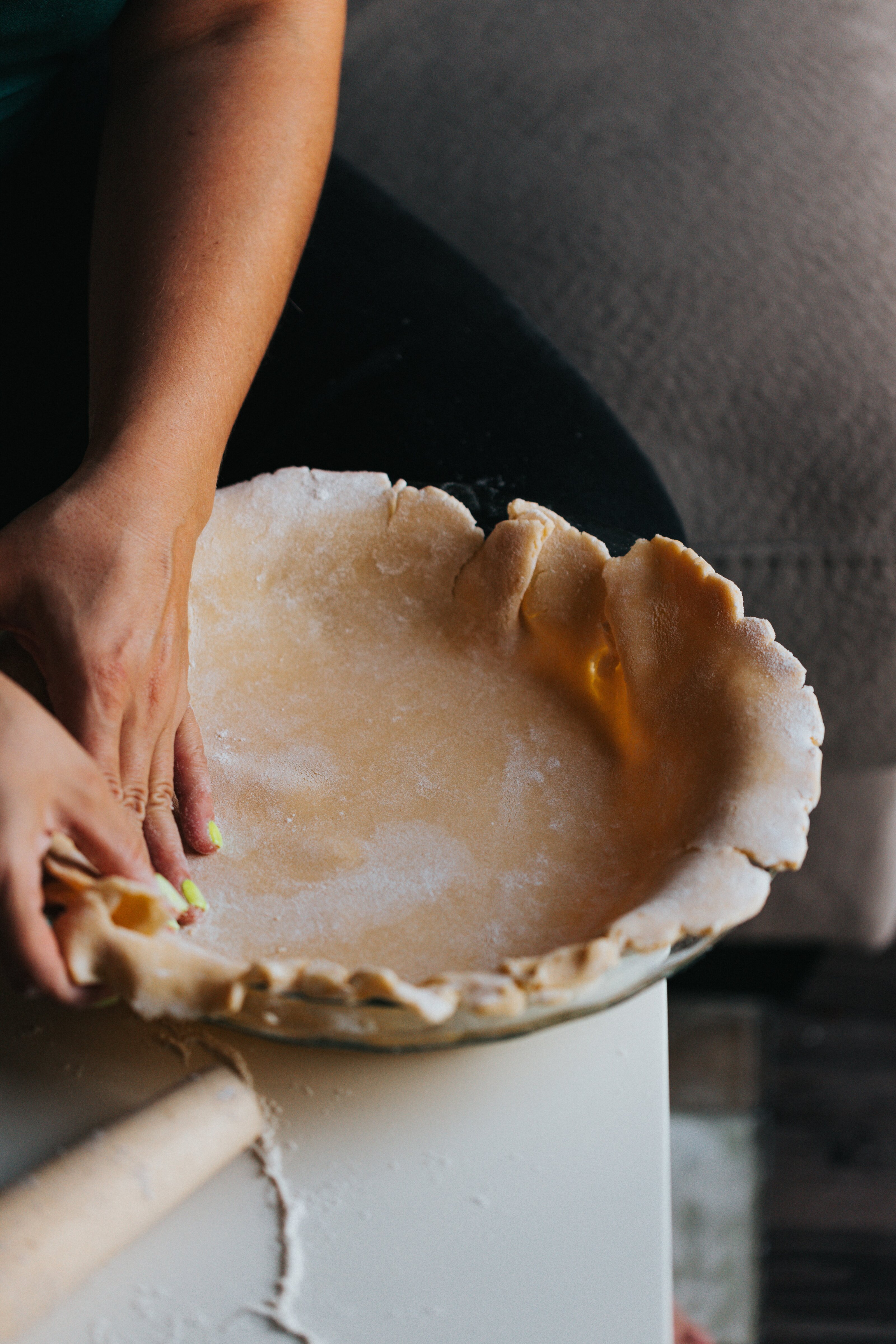 Making a pie by hand