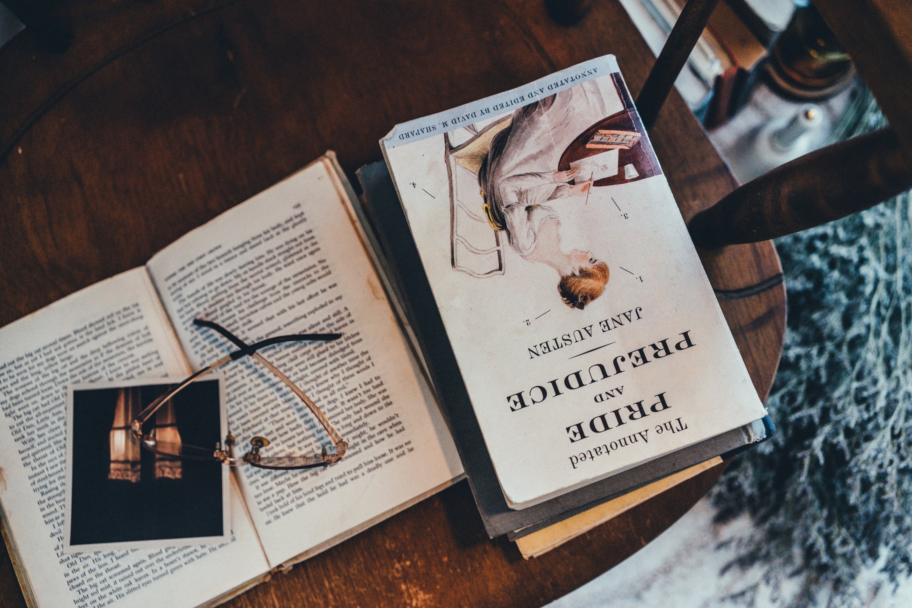 Reading a book with a cup of tea